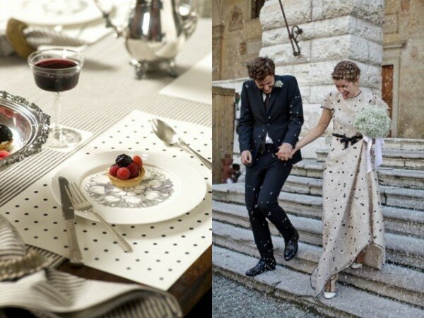 black and white polka dots