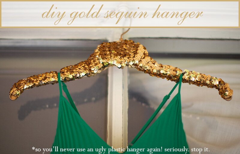 DIY Gold Sequin Hanger from Oh Lovely Day | photo by Amy Stone Photography