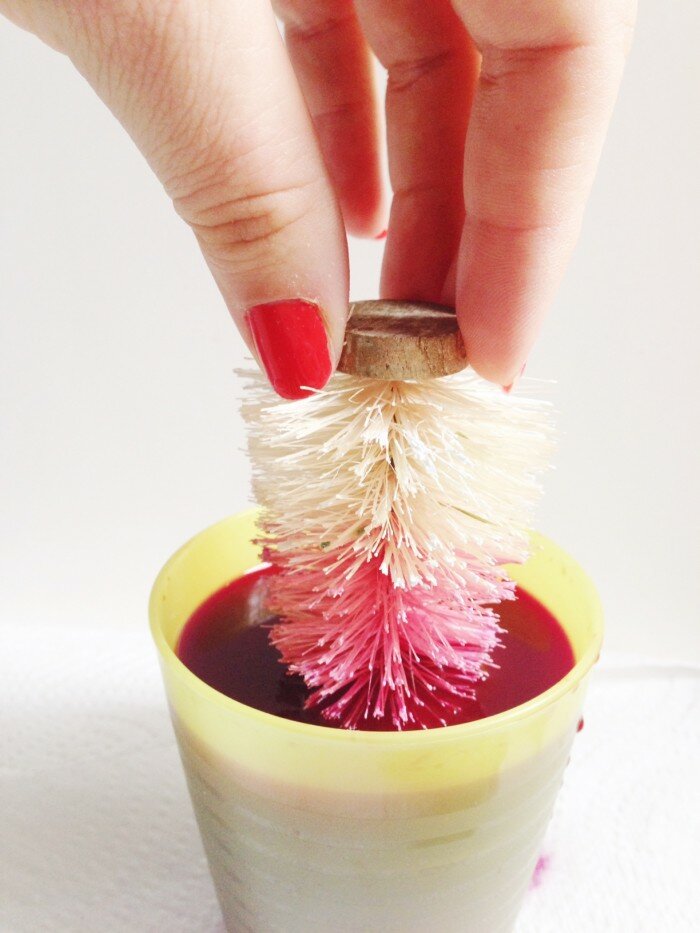 How To Make Colorful Bottle Brush Trees | Dip Dye Trees | Oh Lovely Day